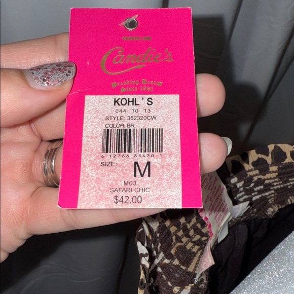 Candie's Brown Leopard Print Off-Shoulder Blouse - Picture 2 of 6